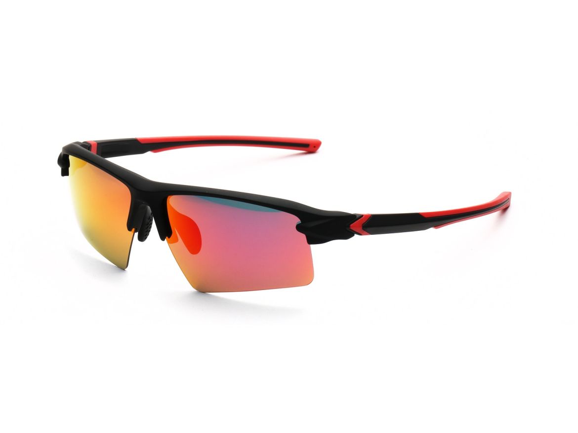 NG510 red mirror sport sunglasses for cricket Calgary — slim semi-rimless wraparound